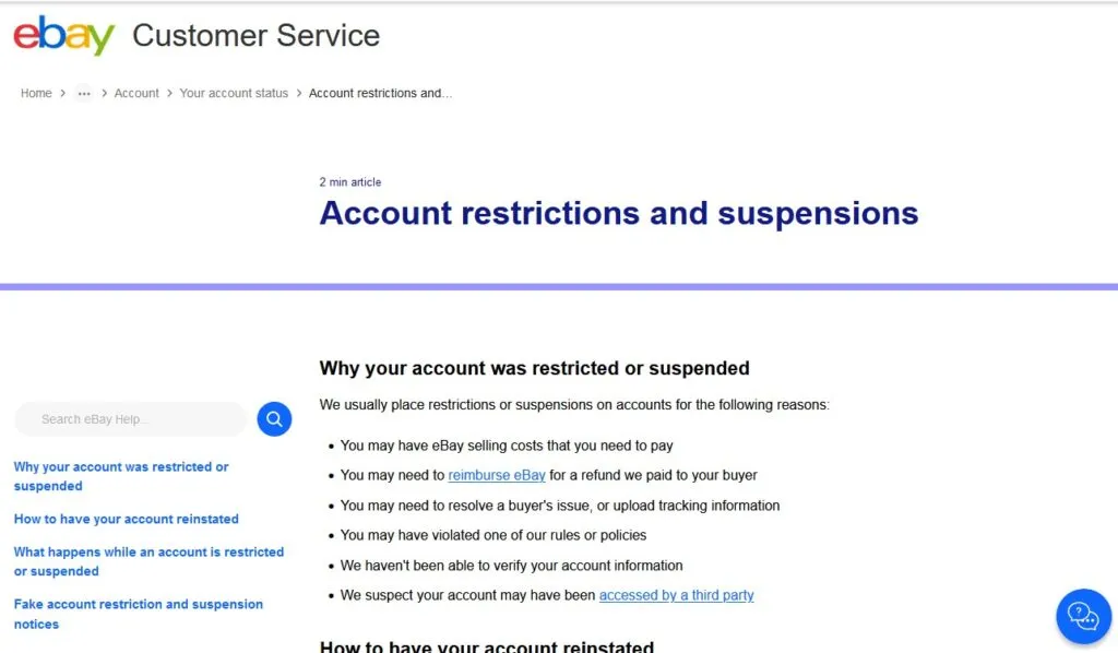 Những nguyên nhân phổ biến khiến tài khoản eBay bị tạm ngưng